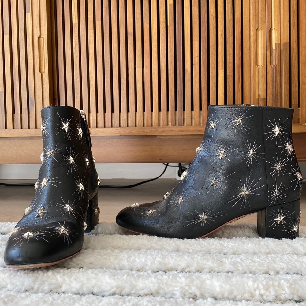 Rare Aquazzura Cosmic Star Leather Ankle Booties - Size 8.5 - Picture 2 of 5